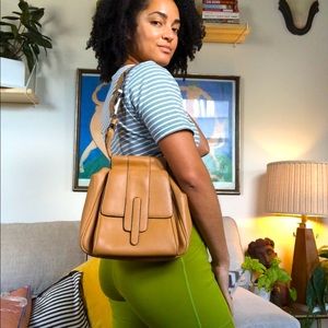 Architectural vintage leather bag